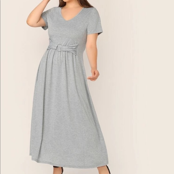 Dresses & Skirts - Plus o-ring detailed heather grey dress - 0xl